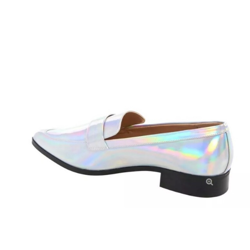 Women’s metallic patent leather lo-heel loafers